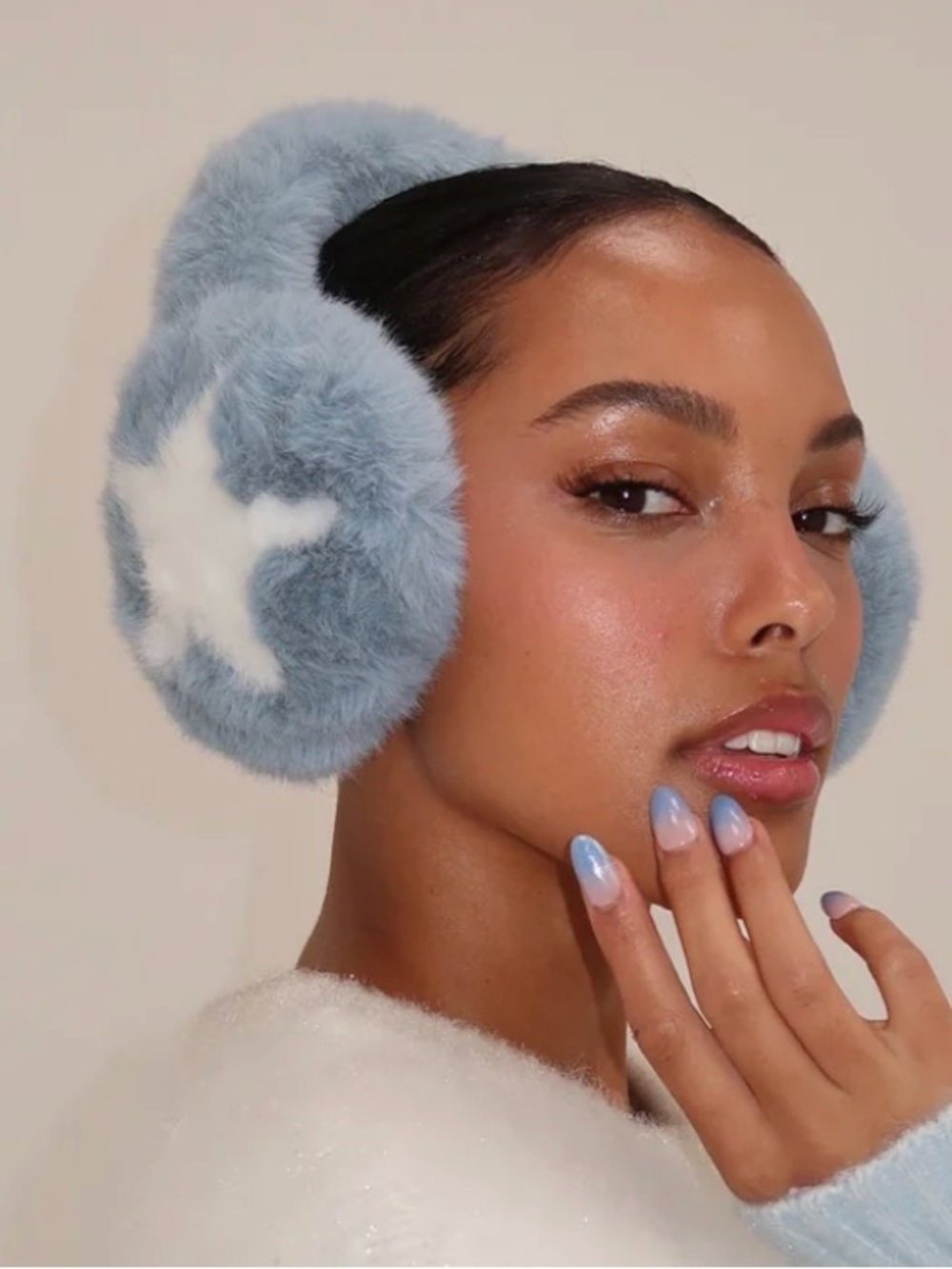 Emi Jay Plush Blue Star Earmuffs - Soft Winter Ear Warmers